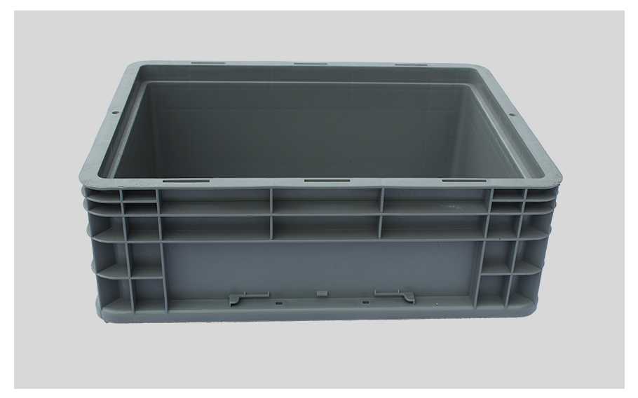 轩盛塑业400-147塑料物流箱侧面细节，展示常规深度设计与加强筋