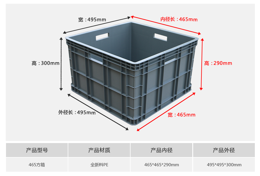 轩盛塑业465塑料周转箱方箱 大容量深腔设计 HDPE材质