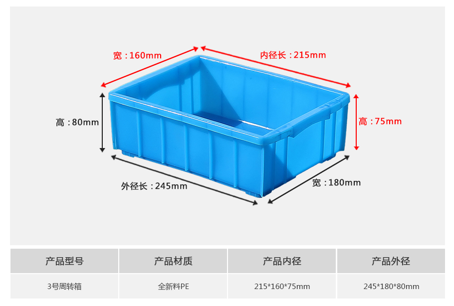 轩盛塑业3号塑料周转箱 小型零件盒 电子元件收纳 HDPE材质