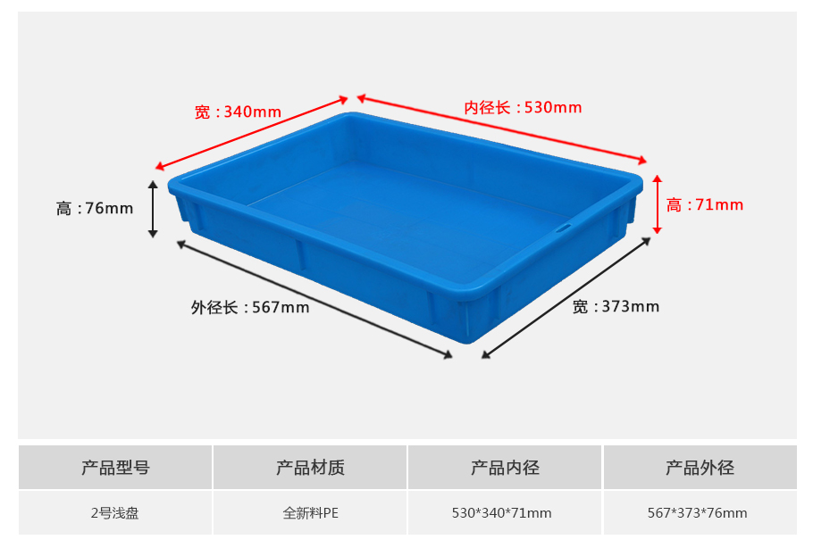 轩盛塑业2号塑料周转箱浅盘 大面积方盘 五金电子收纳 HDPE材质