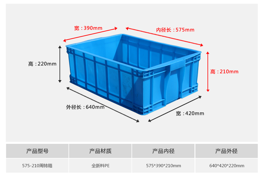 轩盛塑业575-210塑料周转箱 大型标准款 HDPE材质